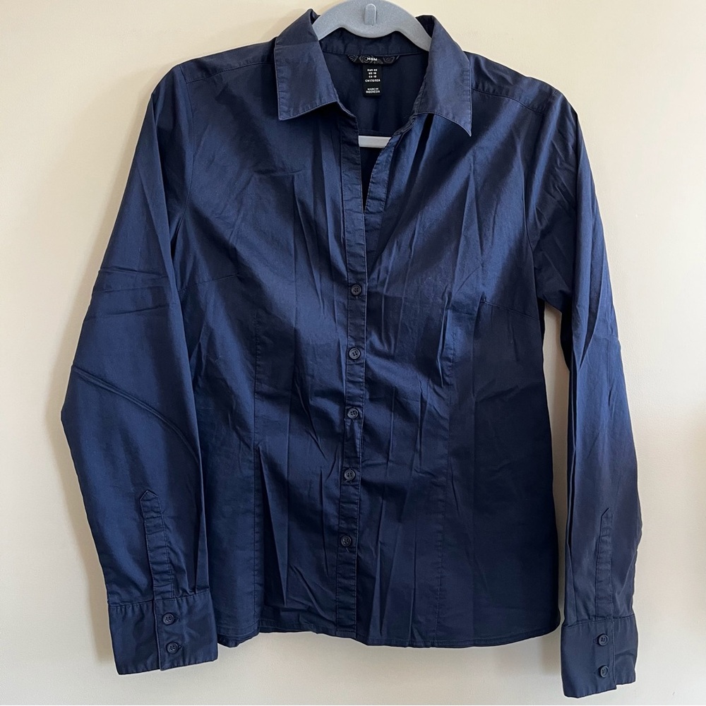 H & M Navy dress blouse